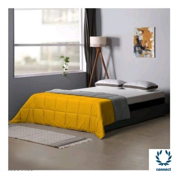 SIE 250 GSM Luxury Premium Microfiber Soft Reversable DOUBLE BED (90*100 INCH) All Season Comforter_Blanket/RAJAI/Quilt(Golden Yellow & Gray) - Free Size, Rajai, Golden Yellow & Grey, MicroFiber, Pack of 1